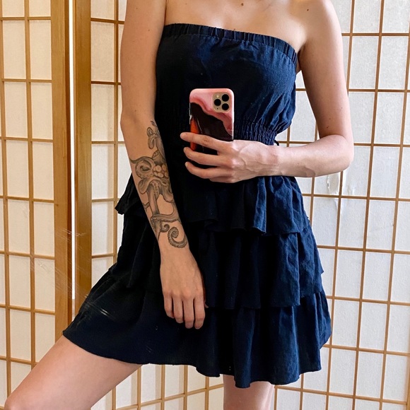 🏙SOLD - NAVY RUFFLE LITTLE DRESS - Picture 3 of 3